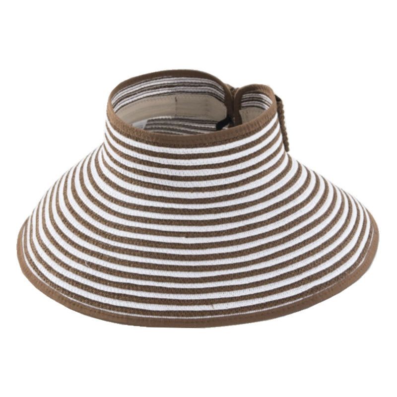 image-Spring Summer Striped Sun Visor Hat - Sky Blue