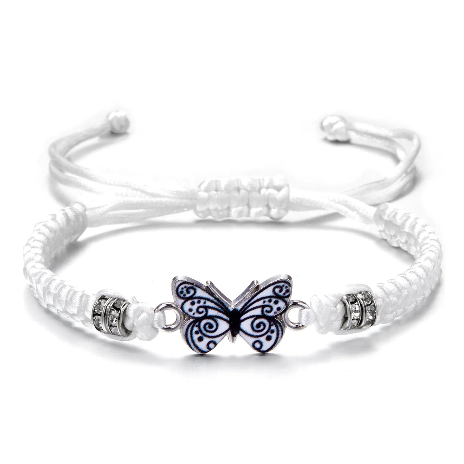 image-Butterfly Flower Bracelet Hand-Woven Adjustable