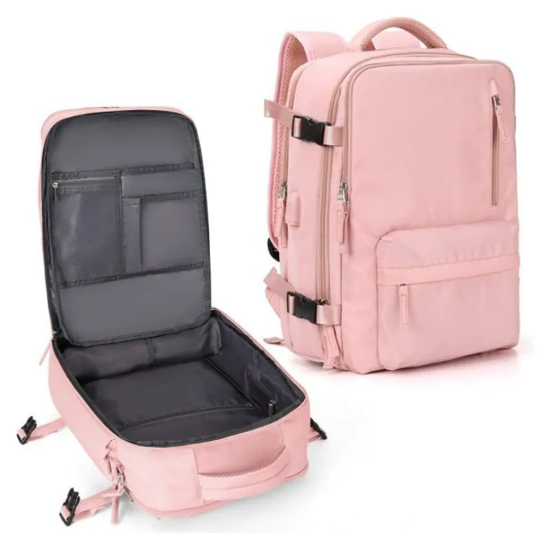 image-USB Rechargeable Travel Backpack 20-35L Off White