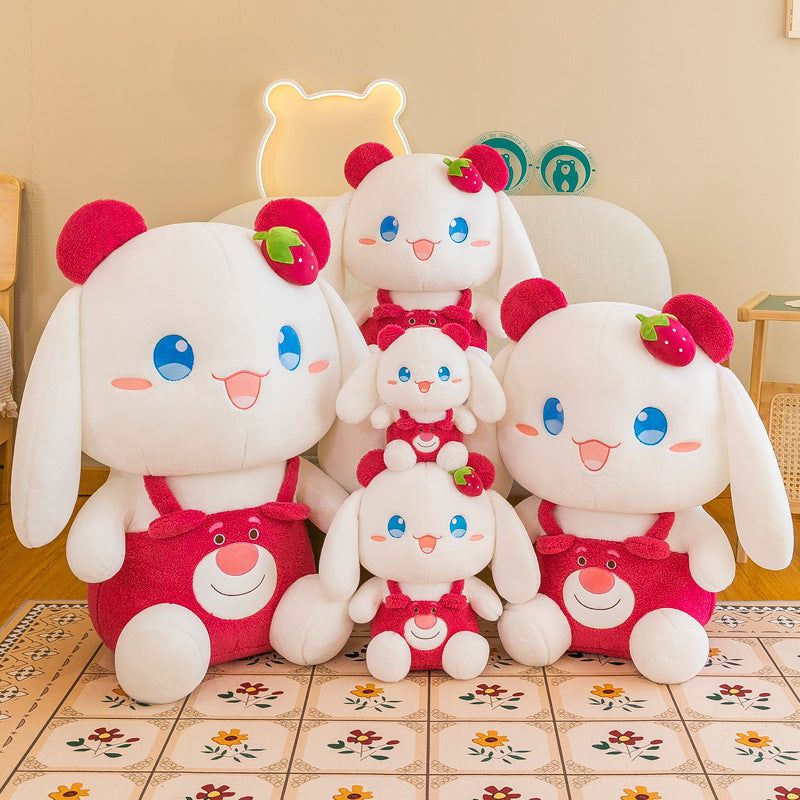 image-Cute Raspberry Rabbit Plush Toy - Big Ears Children's Gift
