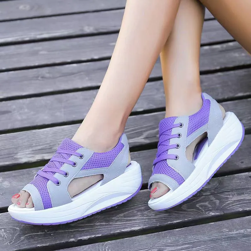 image-Canvas Fish Mouth Sandals - Black Size 43