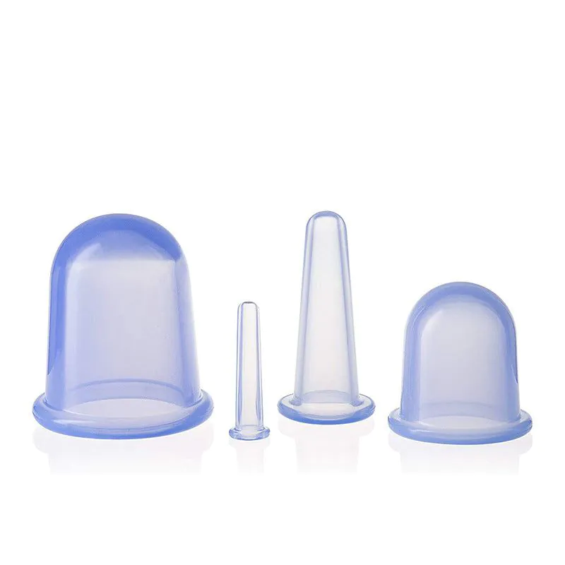 image-Silicone Cupping Set - 4 Cups Vacuum Massage Therapy 