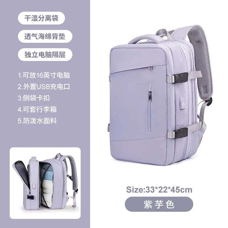 image-Travel Backpack 36-55L Nylon Computer Bag Off White 