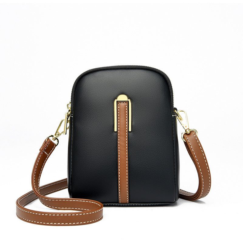 image-PU Leather Small Square Shoulder Bag - Black