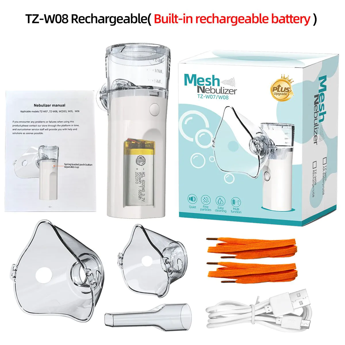 image-Portable Handheld Nebulizer - White USB Rechargeable