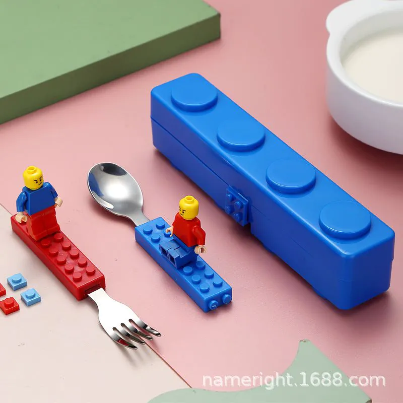 image-Stainless Steel Baby Tableware Set - Fork & Spoon