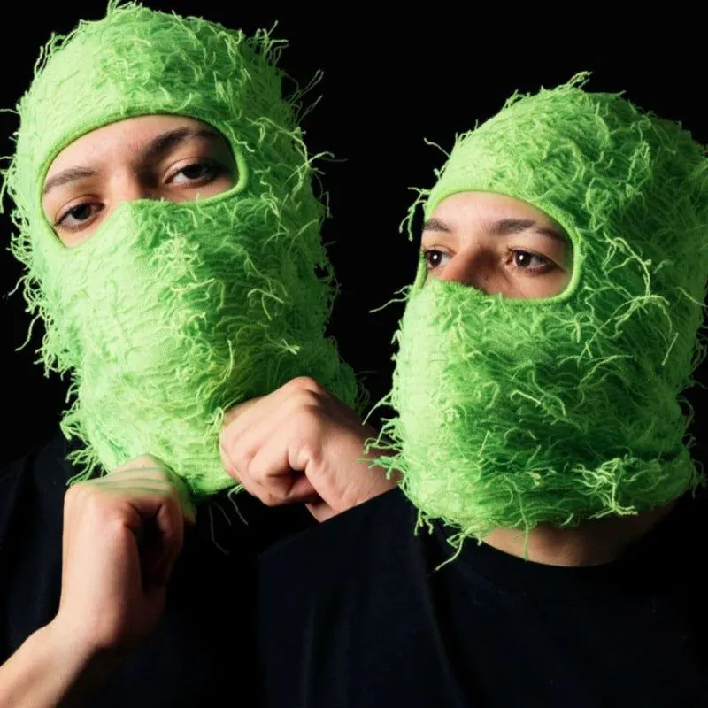 image-Camouflage Knitted Balaclava Hat - Polyester Coffee