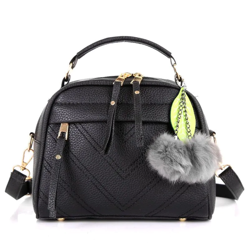 image-Women's Small Square PU Shoulder Bag - Black