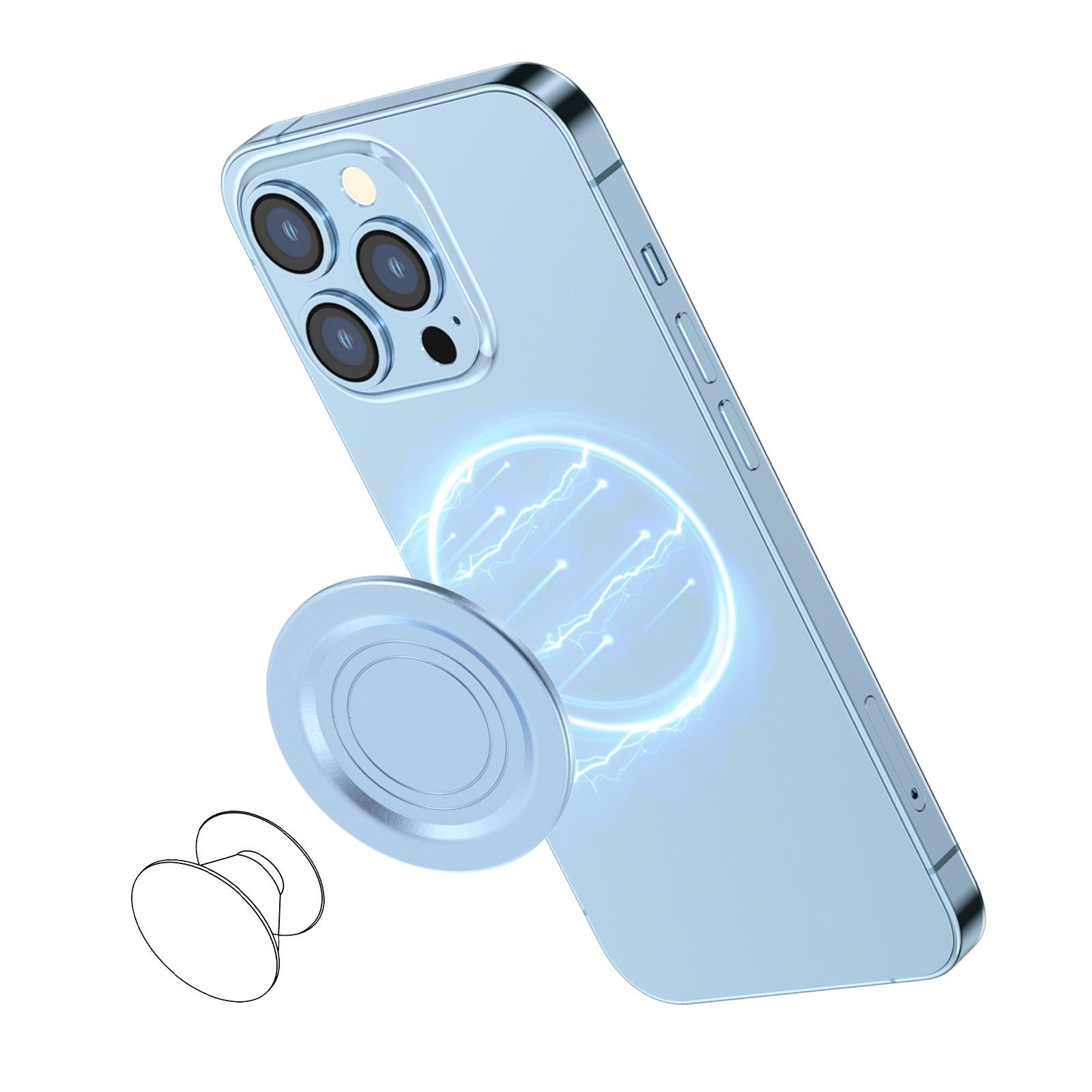 image-Silver Magnetic Folding Phone Holder for iPhone - PC Snap-on
