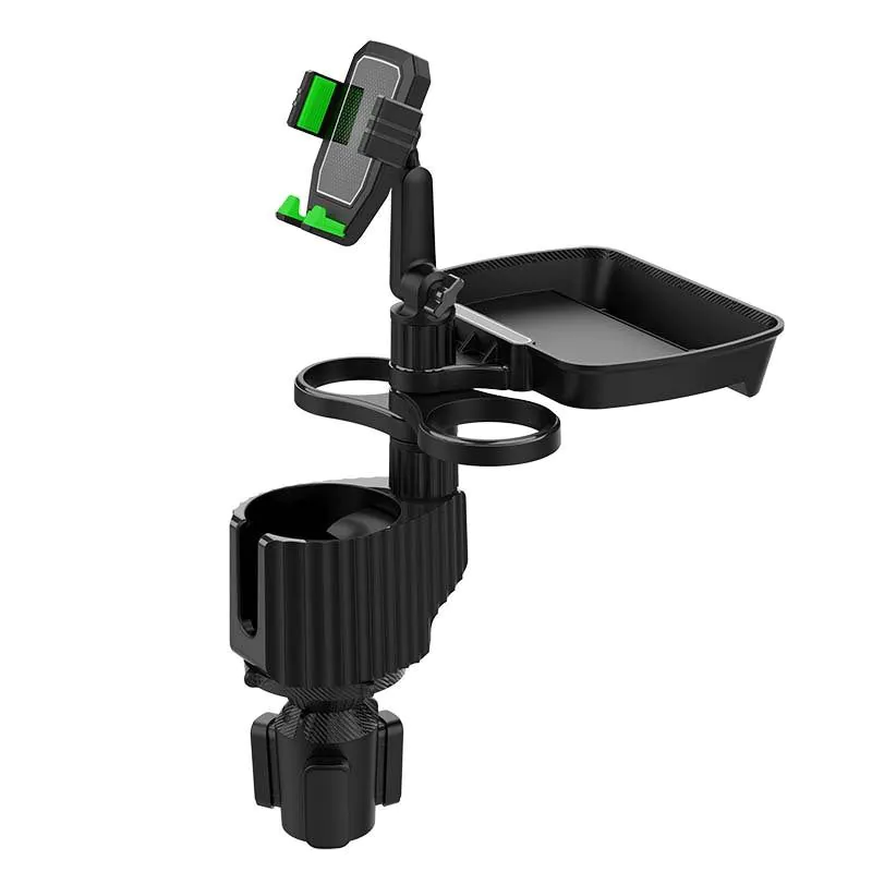 image-Multifunctional Car Cup Holder - Phone & Drink Organizer
