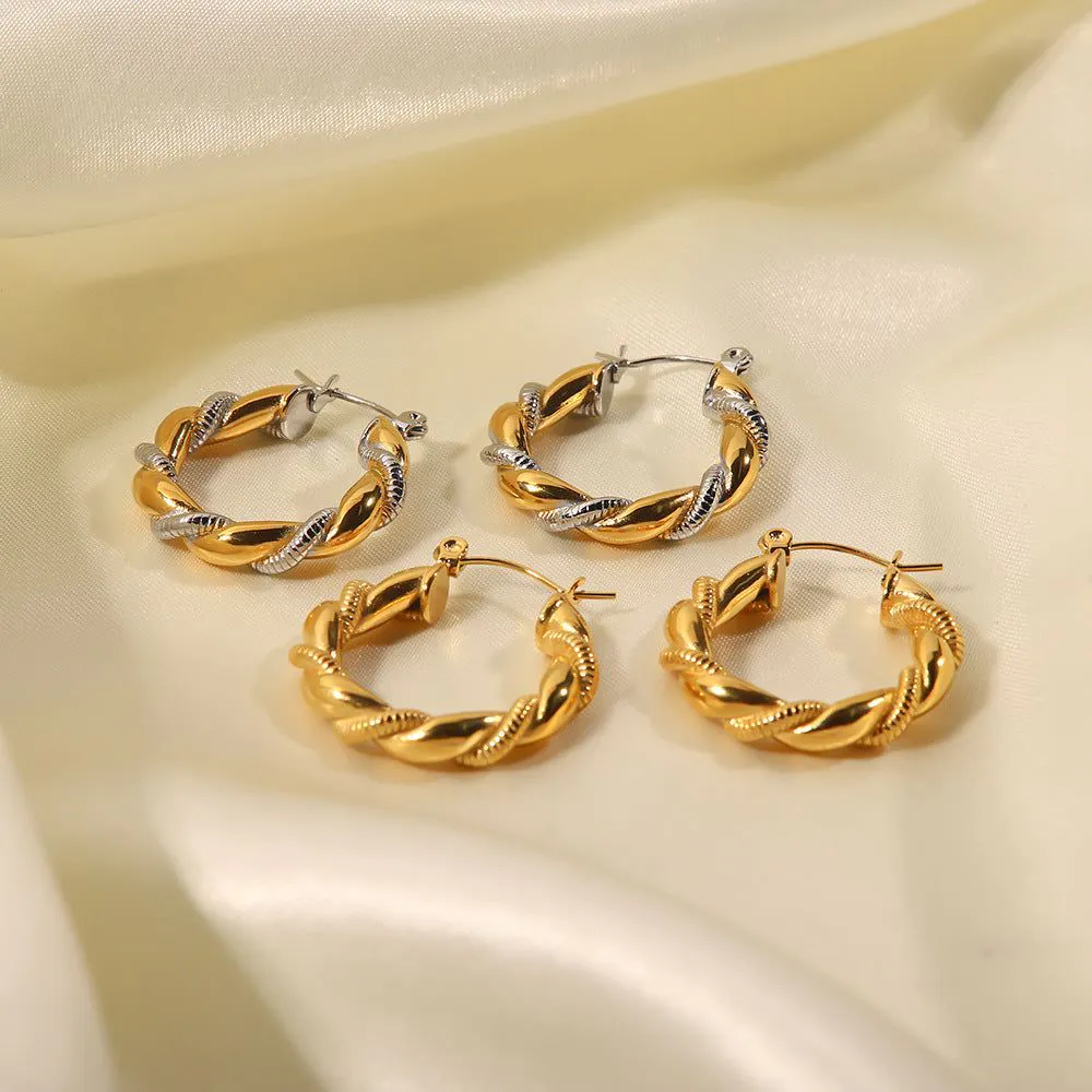 image-Geometric Stainless Steel Earrings - Gold Silver Plated