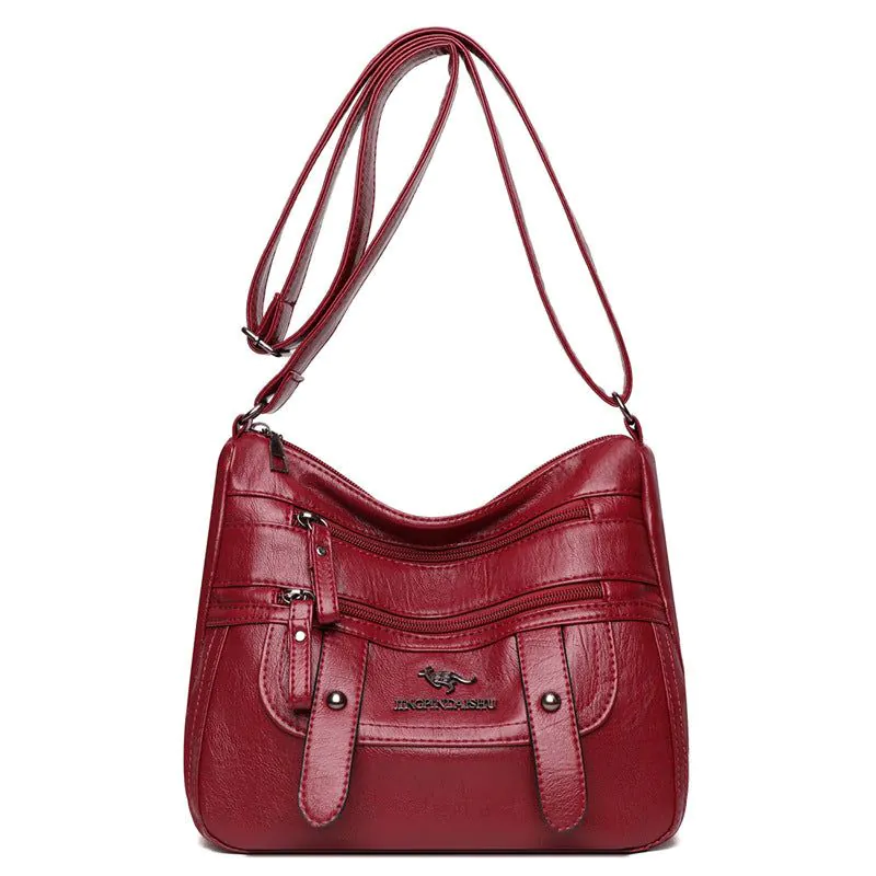 image-Purple PU Leather Shoulder Bag - Medium Square