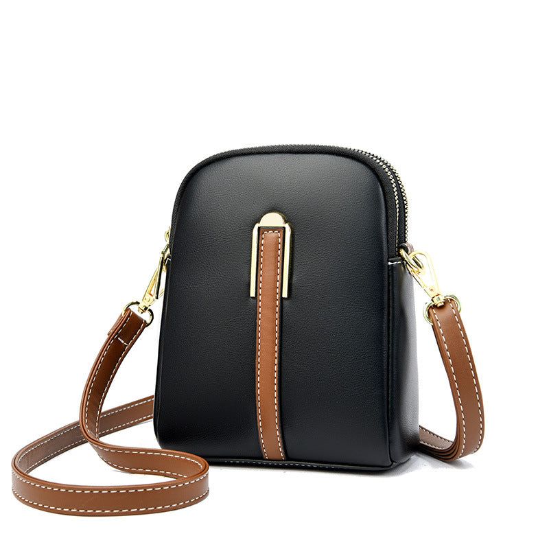 image-PU Leather Small Square Shoulder Bag - Black