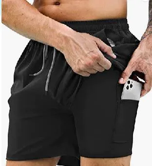 image-Men's 3D Print Swim Trunks - 2 Pack Quick Dry Stretch Shorts with Compression