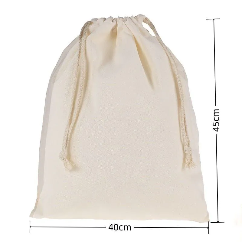 image-Canvas Drawstring Bags - Cotton Linen Storage 33x45cm