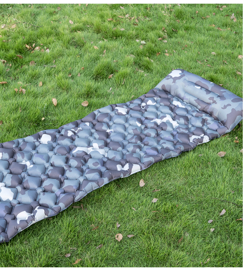 image-TPU Inflatable Sleeping Pad - 190x60cm Gray Camping Mat 