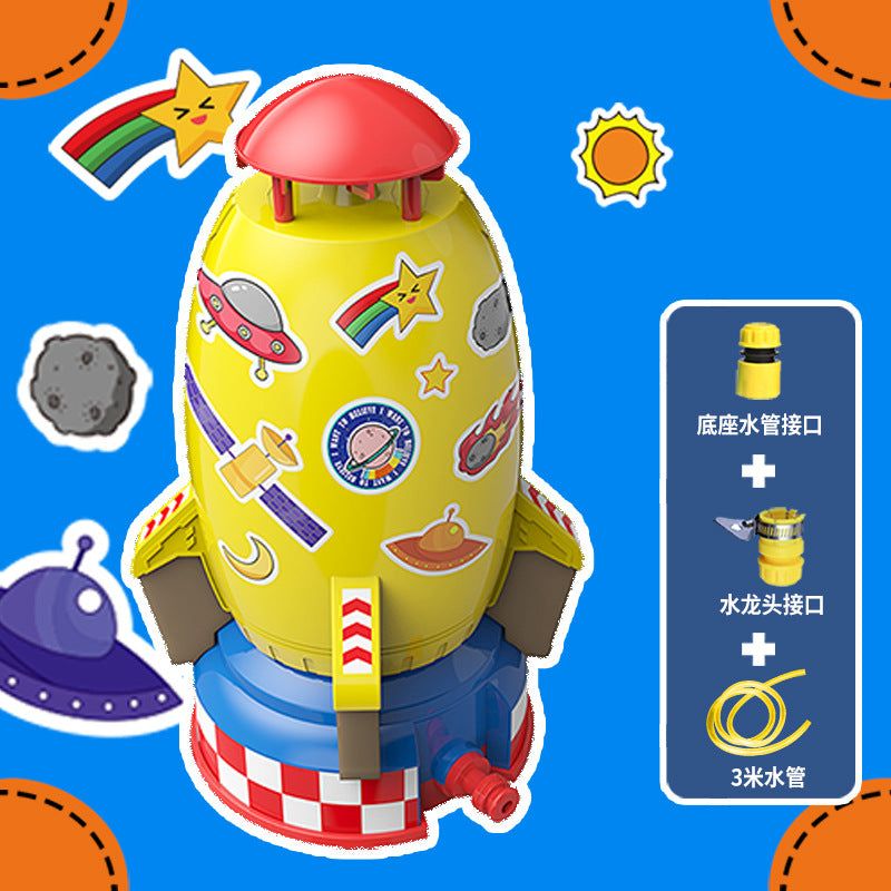 image-Space Rocket Sprinkler - Kids Rotating Water Toy
