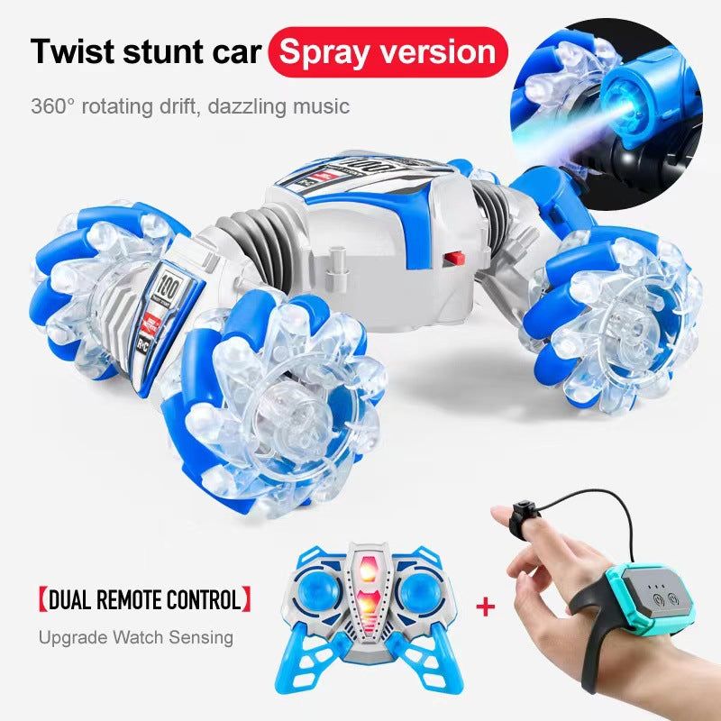 image-Remote Control Stunt Car - White Orange Lights Music