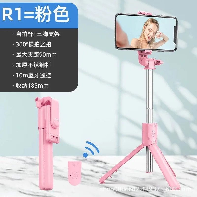 image-Bluetooth Selfie Stick - Universal Mini Tripod Black with Fill Light