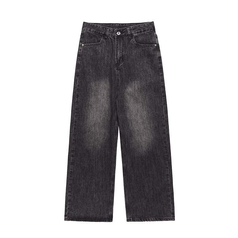 image-Men's Retro Distressed Straight Jeans - Black XXL 