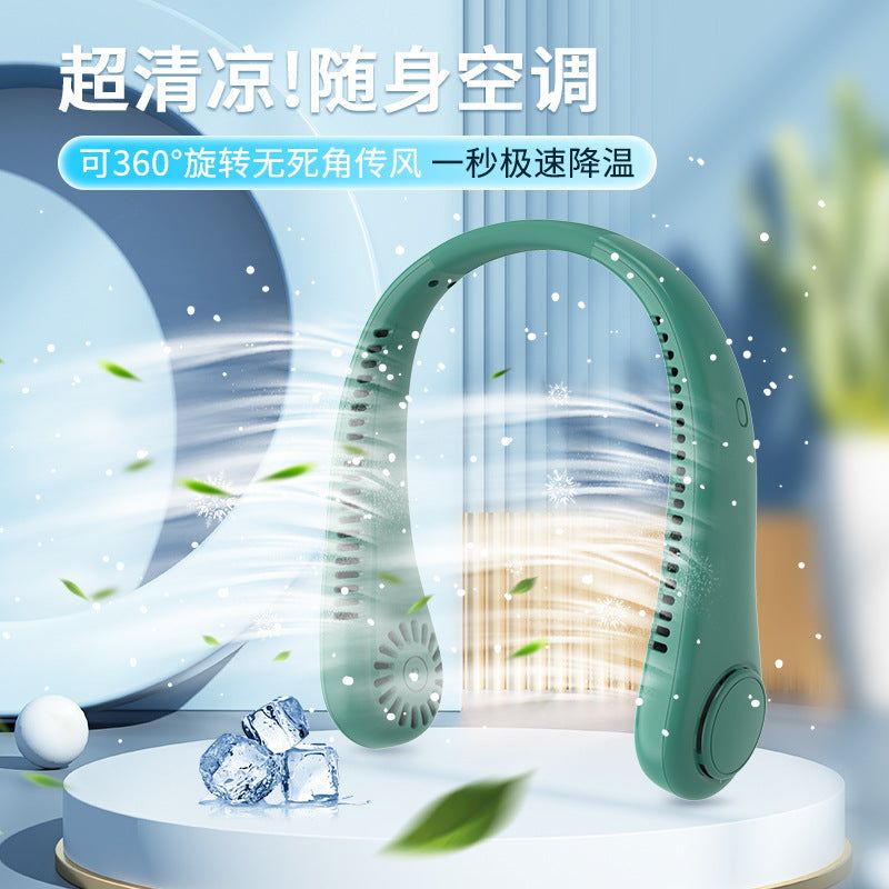 image-Hanging Neck Fan - Leafless Portable 3-Speed USB