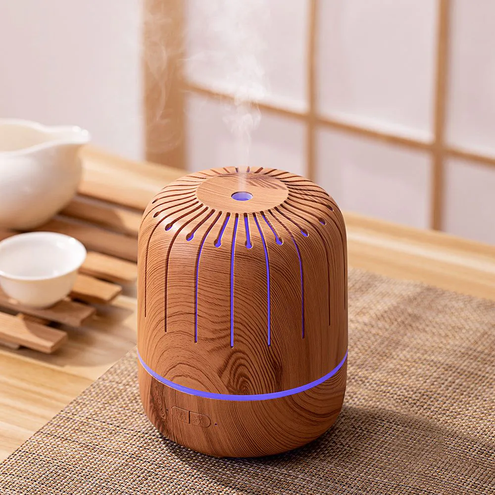 image-Ultrasonic Aroma Diffuser - Light Wood 180ml USB