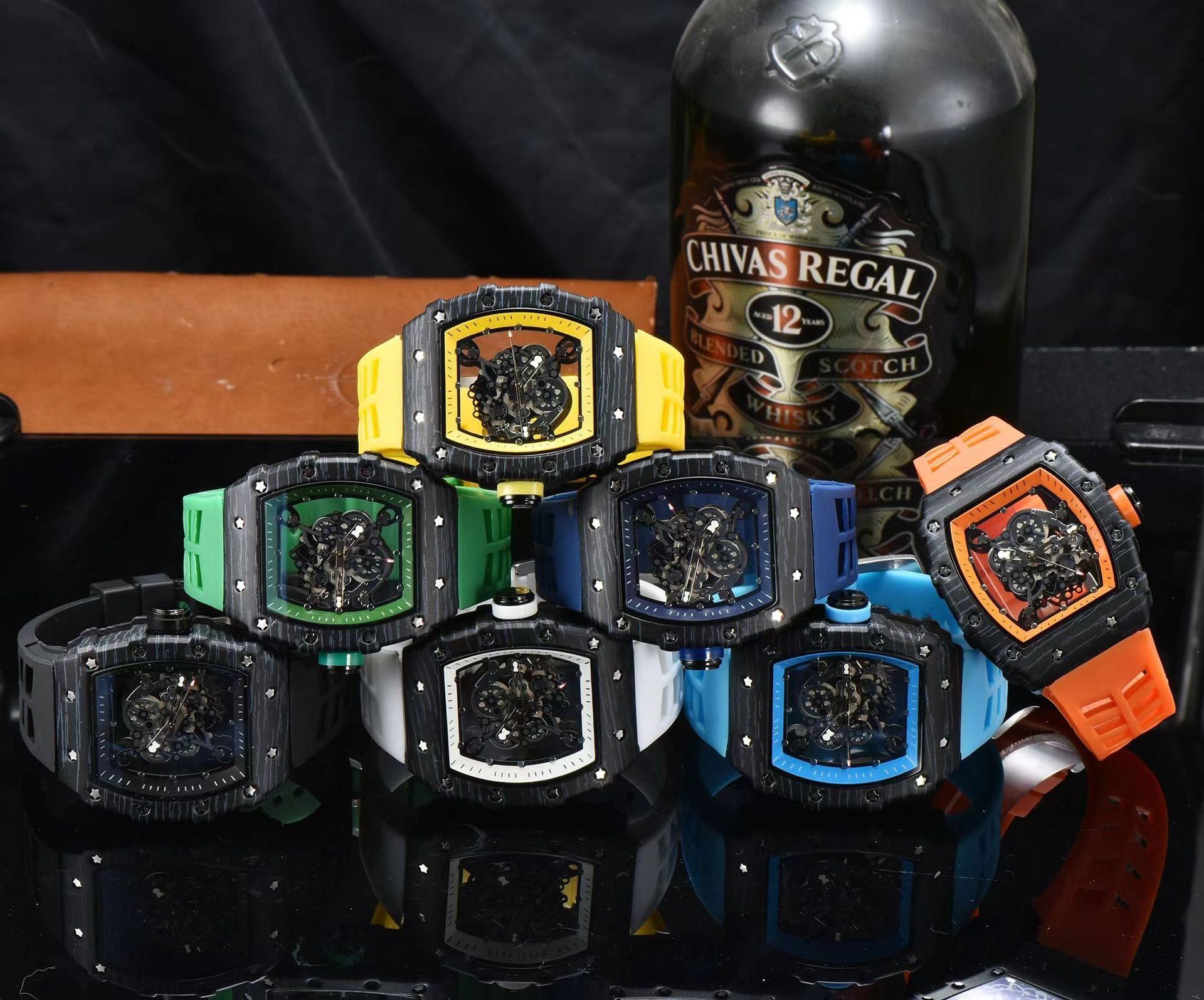 image-Richard Hollow Barrel Watch Men 43mm