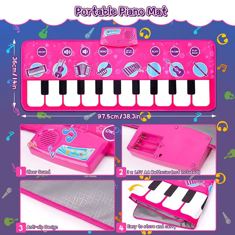 image-Cool Play Piano Music Blanket - 100cm Crawling Mat
