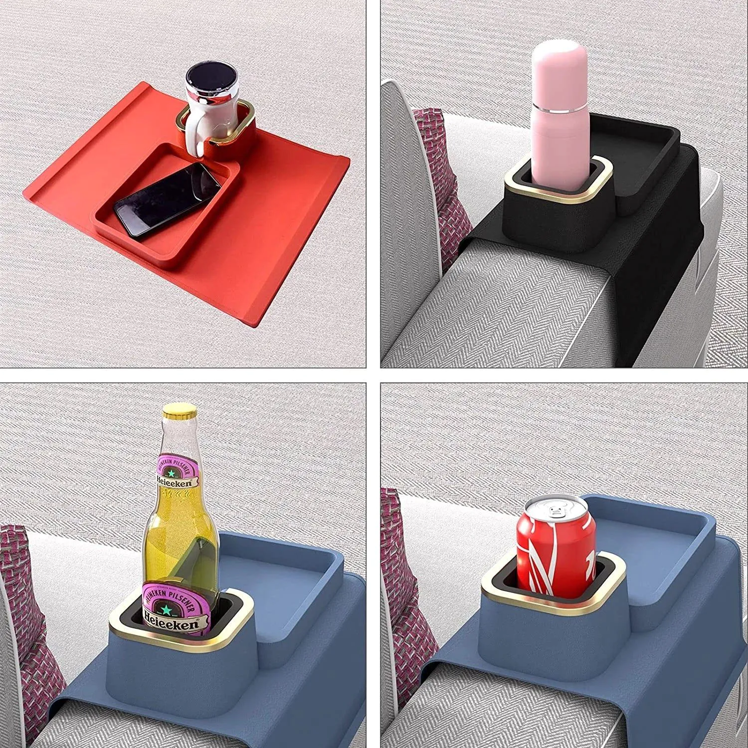 image-Silicone Sofa Cup Holder - Black Square