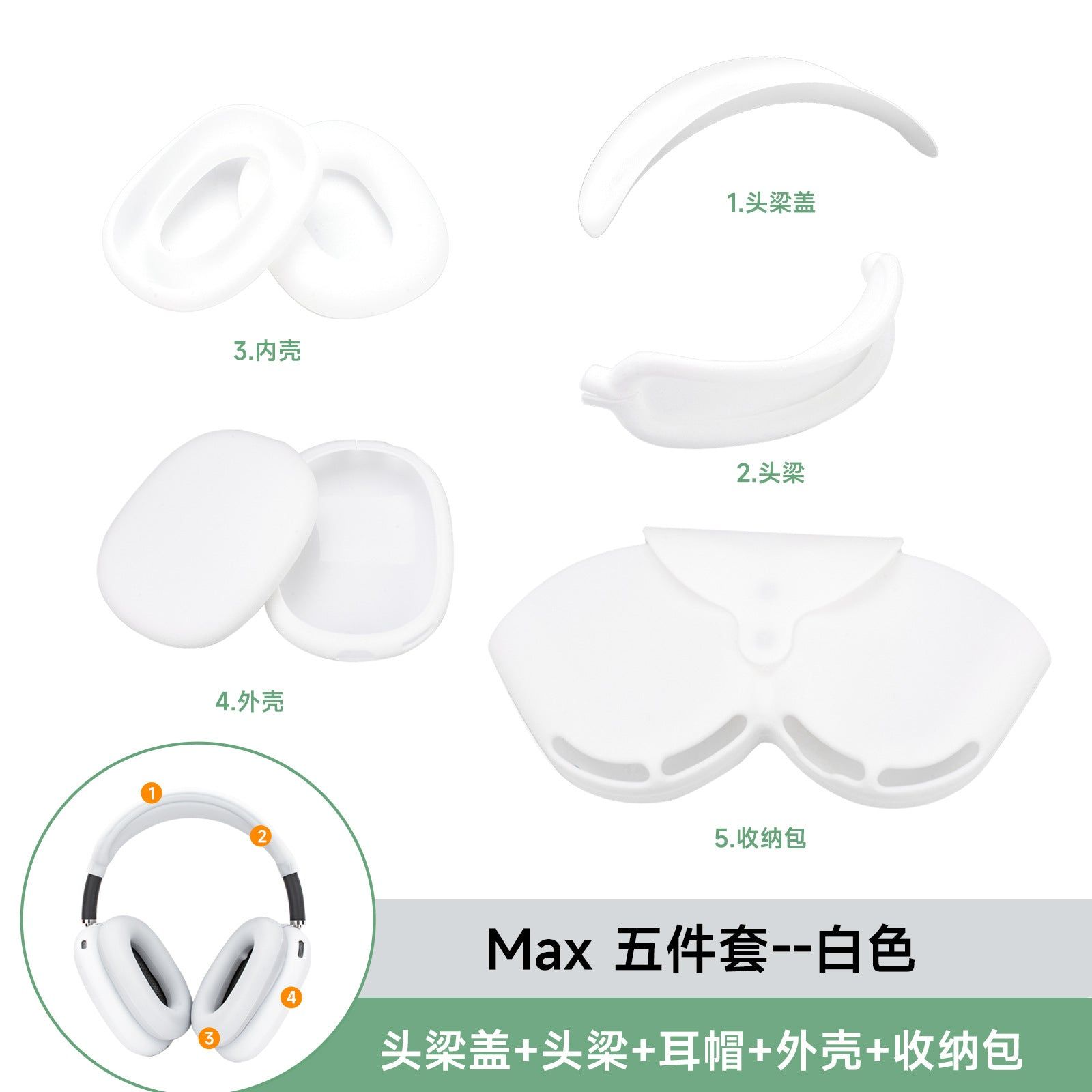 image-AirPods Max Silicone Protective Case - Luminous Green