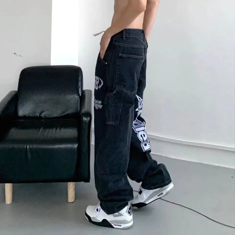 image-Men's Straight Jeans Blue Mid-Rise S