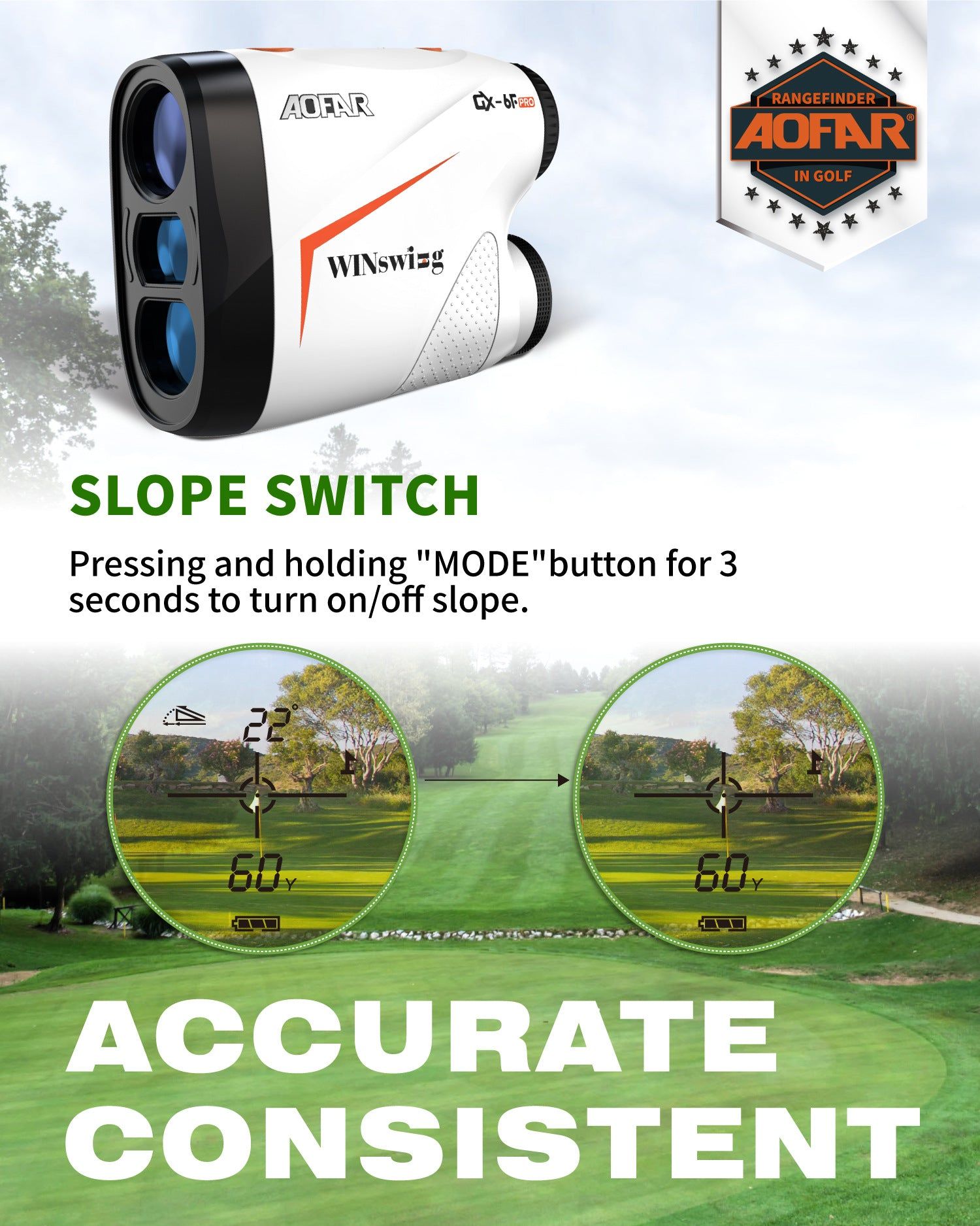 image-AOFAR Golf Rangefinder GX-6Fpro Laser 600yd