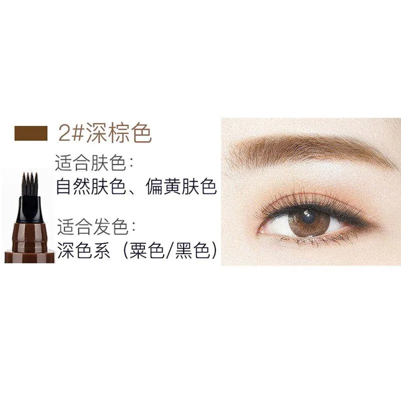 image-Four-Pronged Eyebrow Pencil - Natural Black Waterproof 