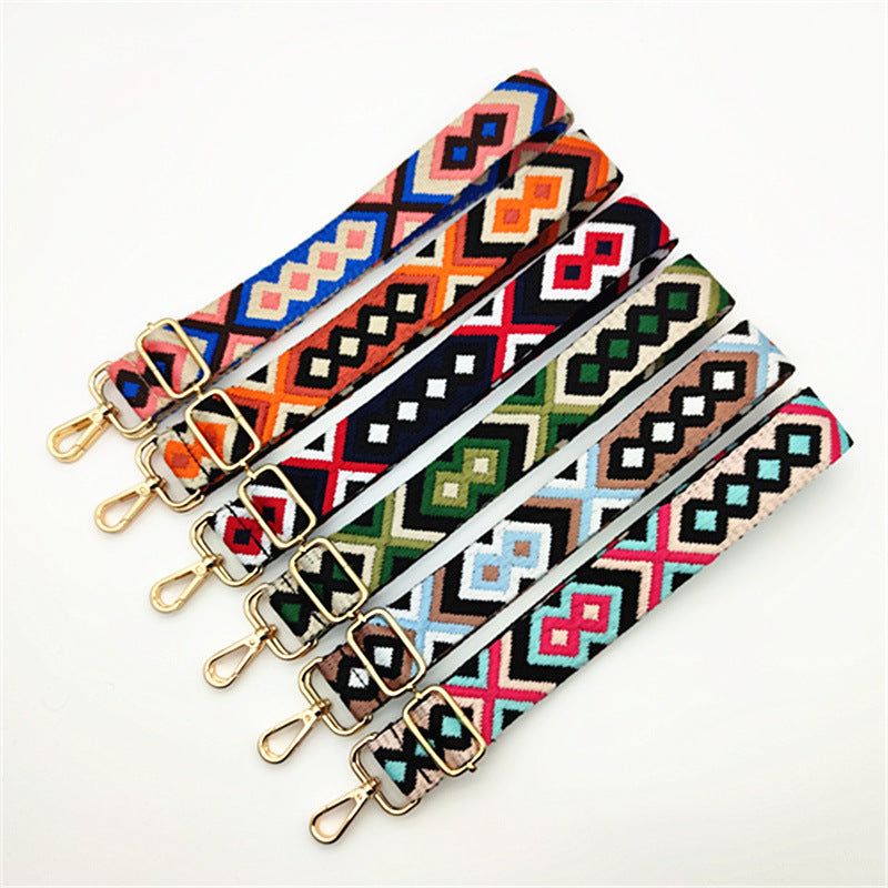 image-Adjustable Bag Shoulder Strap - Diamond Pattern Pink Purple