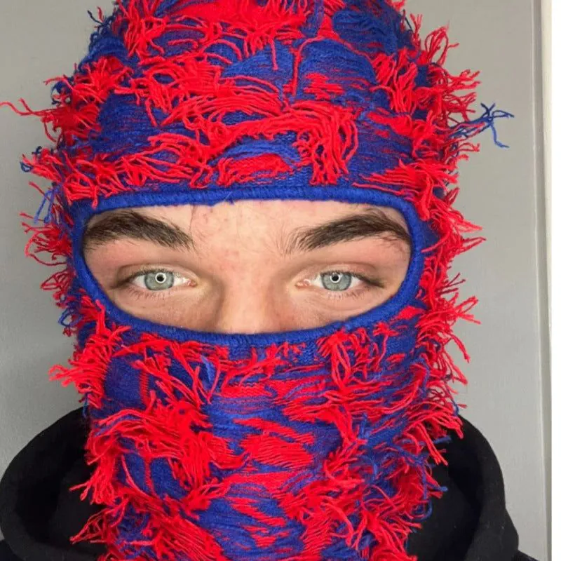 image-Camouflage Knitted Balaclava Hat - Polyester Coffee