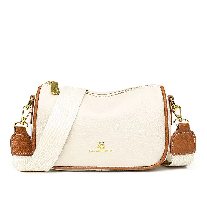 image-Genuine Leather Shoulder Bag - Black Square