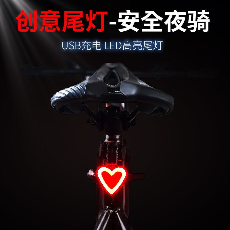 image-Bicycle Taillight - Love Heart Design Red Warning Light