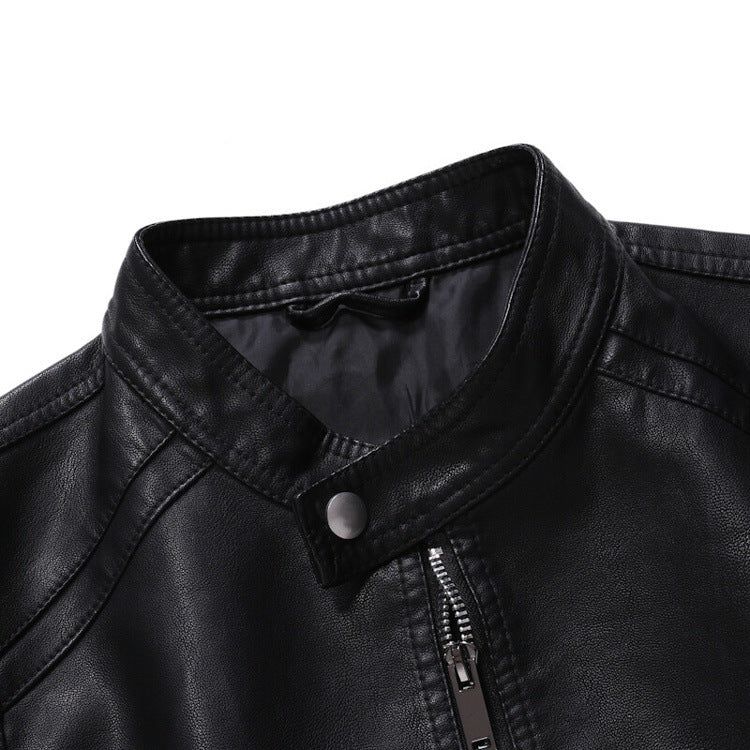 image-Men's Black PU Leather Motorcycle Jacket