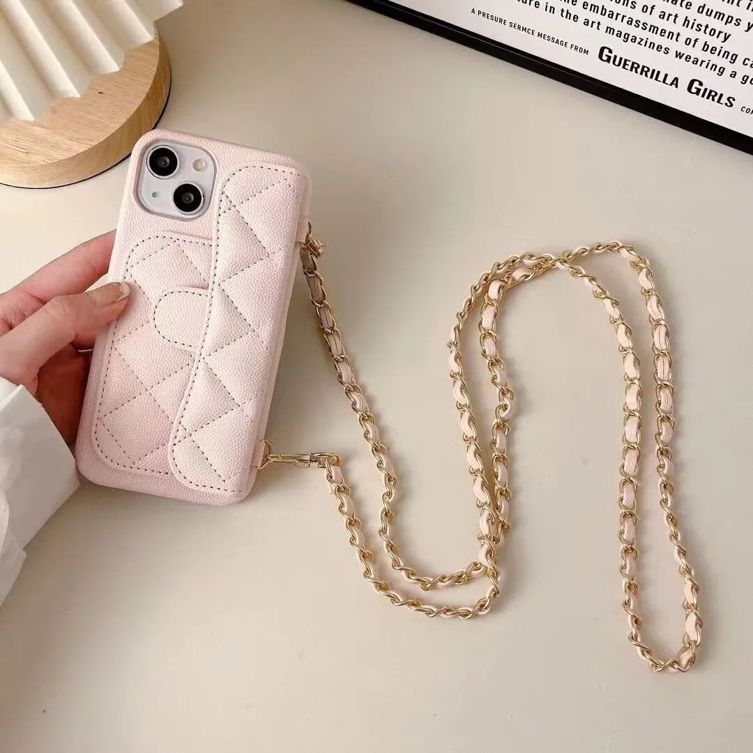 image-iPhone Leather Card Holder Case with Strap