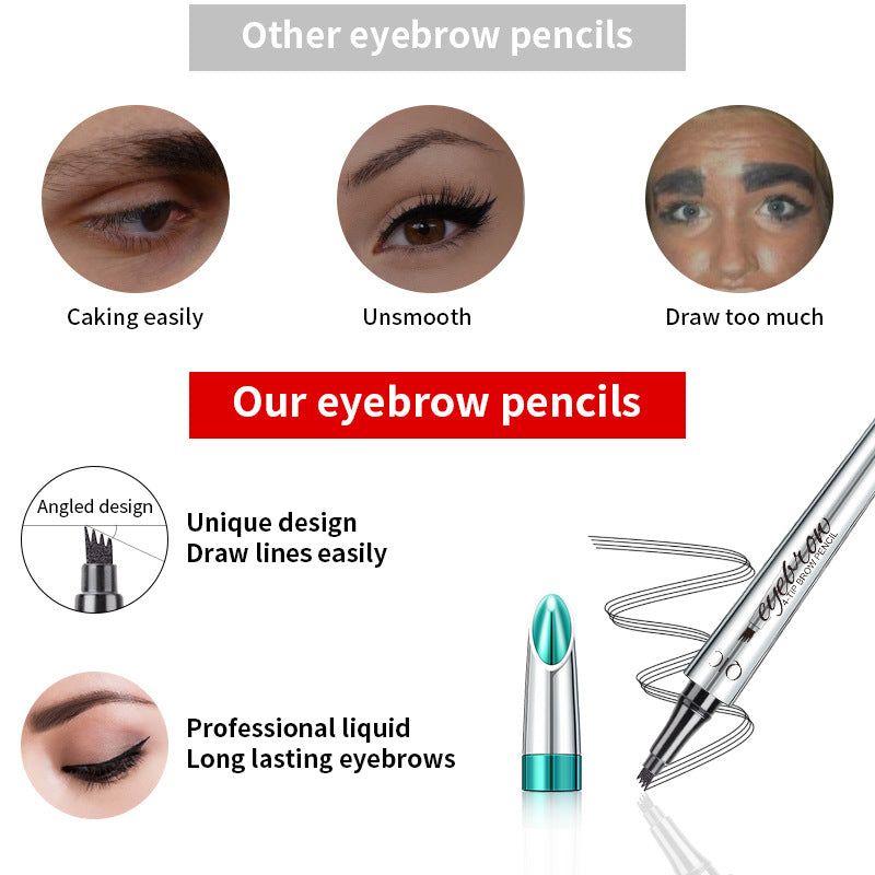 image-QIC Four-Fork Eyebrow Pencil Waterproof Gray