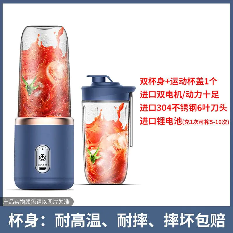 image-Portable Rechargeable Juicer Cup - Blue 6 Blade