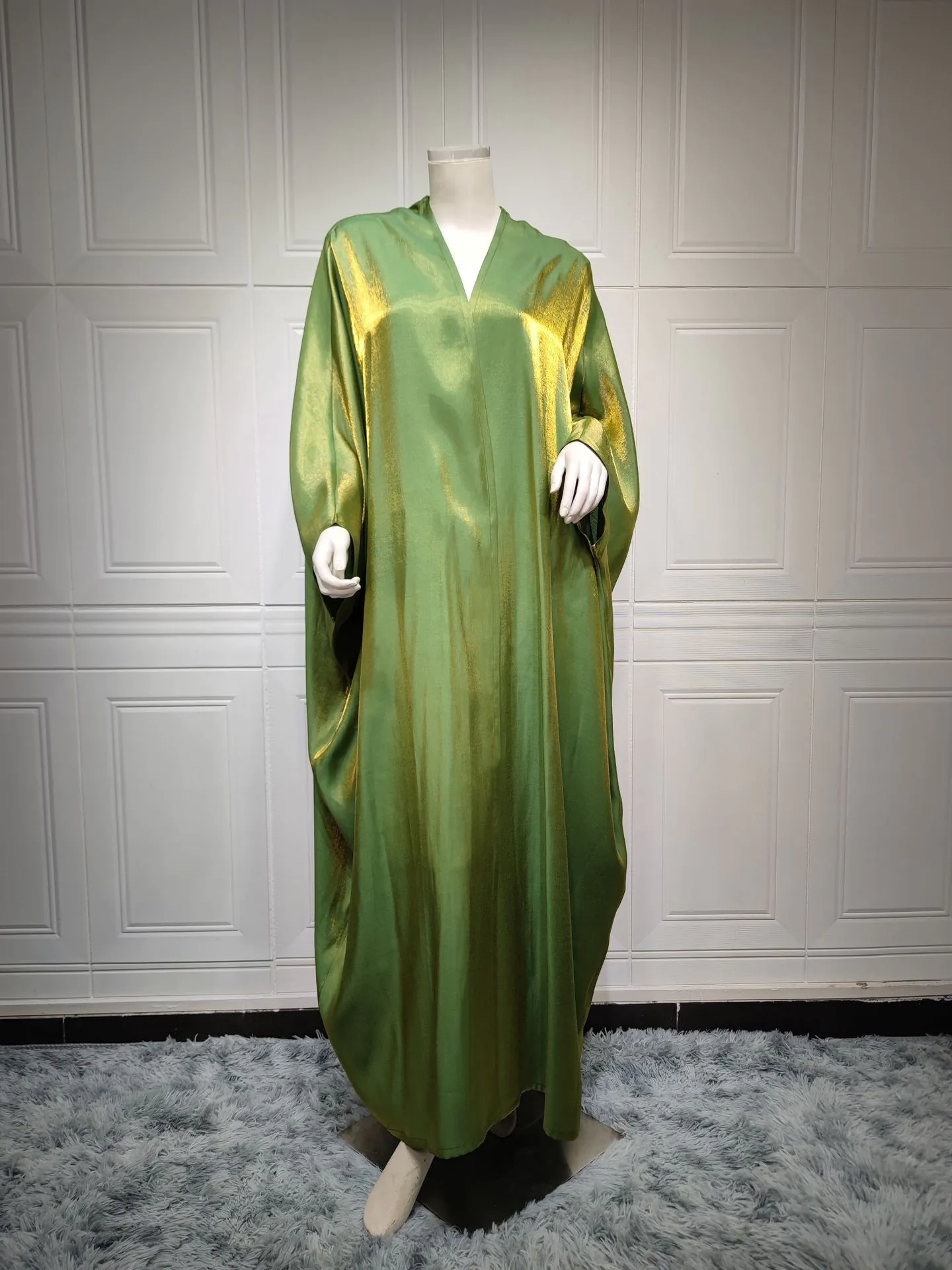 image-Polyester Bright Satin Robe - Dark Pink Long Sleeve 