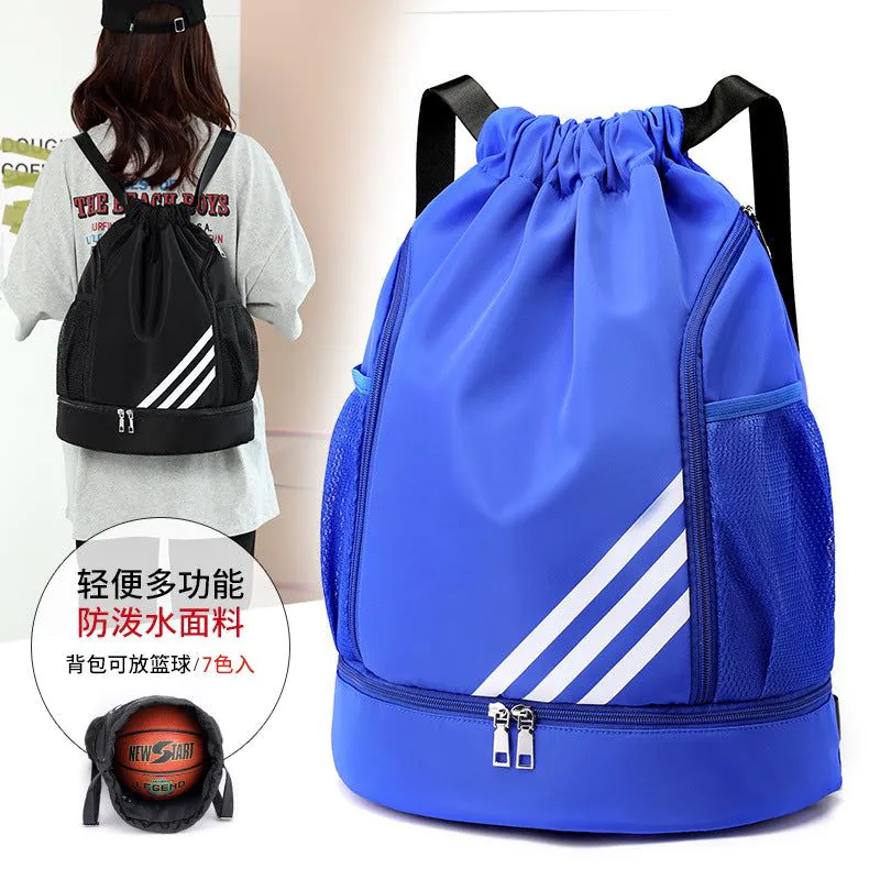 image-Oxford Cloth Drawstring Backpack Silver Gray 