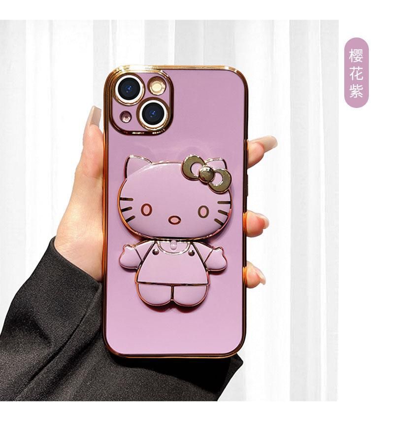 image-Apple 14Pro Folding Mirror Phone Bracket - Anti-Fall Cover