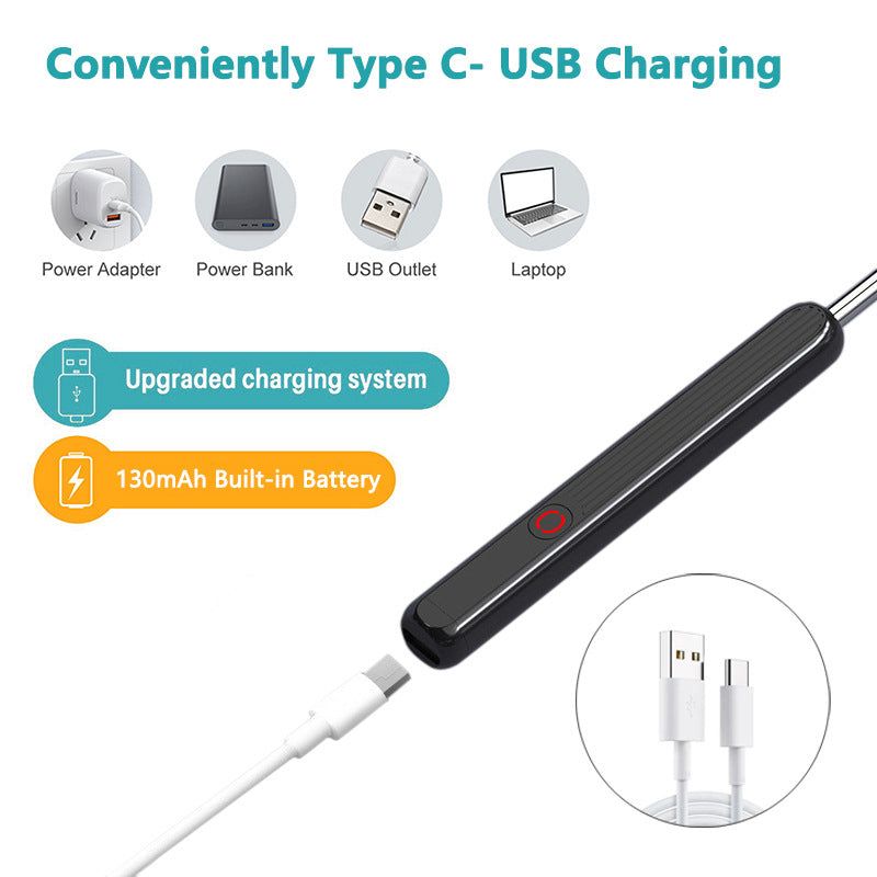 image-Visual Ear Pick Endoscope 3.6mm WiFi Black