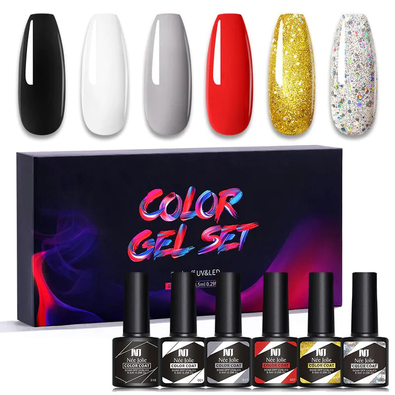 image-Nee Jolie UV Gel Nail Polish Set - 6 Colors 8.5ml