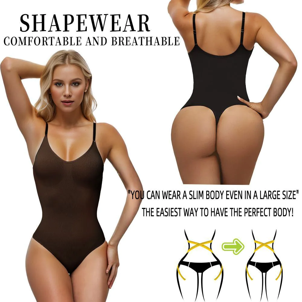 image-Nigar Seamless Shaping Bodysuit - Black Thong
