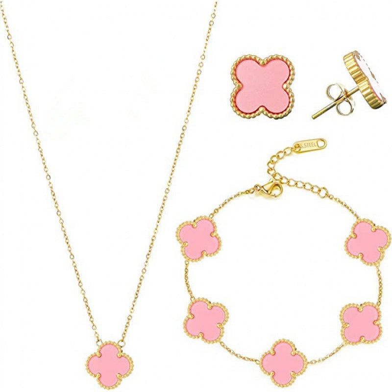 image-Four-Leaf Clover 18k Gold Plated Jewelry Set