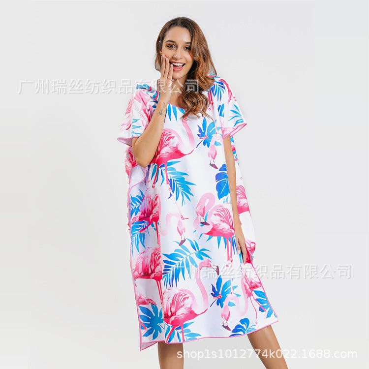 image-Reese Microfiber Beach Changing Robe - Pink Flamingo