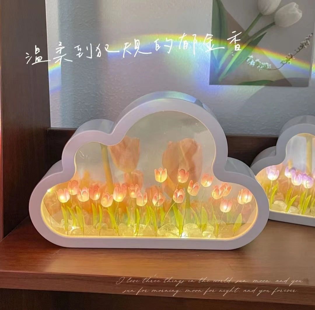image-Handmade Cloud Tulip Mirror Night Light 